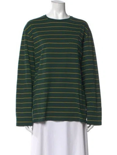 Pre-owned Miu Miu 2025 Striped T-shirt In Green