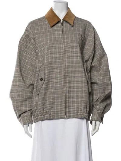 Pre-owned Miu Miu 2025 Virgin Wool Bomber Jacket In Neutrals