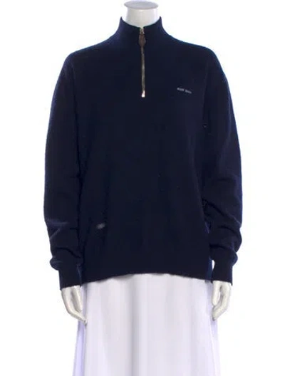 Pre-owned Miu Miu 2025 Virgin Wool Sweater In Blue