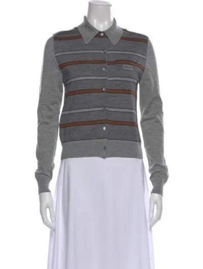Pre-owned Miu Miu 2025 Virgin Wool Sweater In Gray