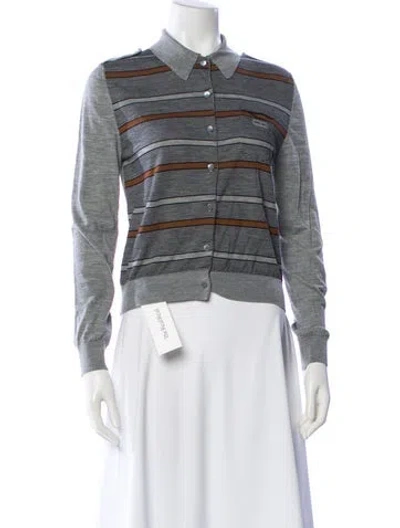 Pre-owned Miu Miu 2025 Virgin Wool Sweater In Silver