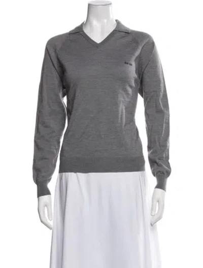 Pre-owned Miu Miu 2025 Virgin Wool Sweater W/ Tags In Grey