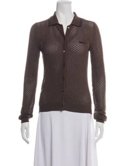 Pre-owned Miu Miu 2026 Long Sleeve Polo In Brown