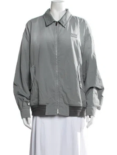 Pre-owned Miu Miu 2026 Ombre Bomber Jacket In Gray