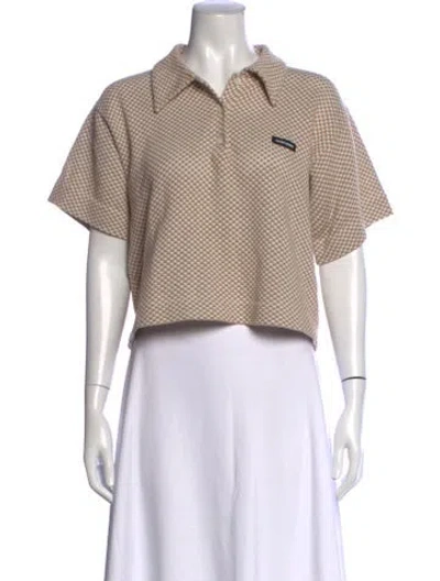 Pre-owned Miu Miu 2026 Plaid Print Polo In Neutrals