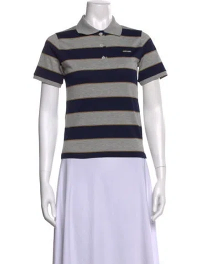 Pre-owned Miu Miu 2026 Striped Polo In Blue