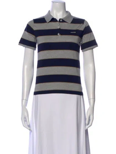 Pre-owned Miu Miu 2026 Striped Polo In Blue