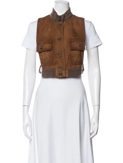 Pre-owned Miu Miu 2026 Suede Vest In Brown
