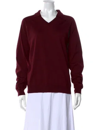 Pre-owned Miu Miu 2026 Virgin Wool Sweater In Burgundy