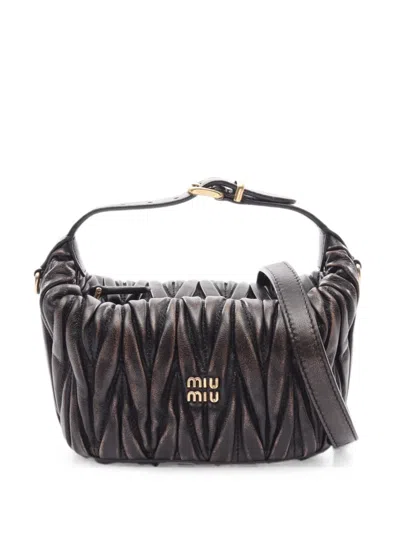 Pre-owned Miu Miu 20s Matelassé-leather Tote Bag In Brown