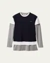 Miu Miu Cotton Layering T-shirts (pack Of 3) In F03z9 Alluminiobiancoblu