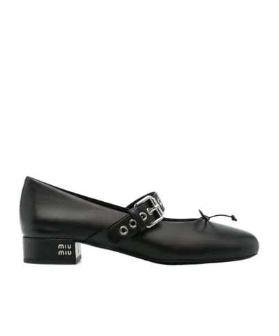 Miu Miu 30mm Buckle-strap Pumps In Black