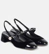 Miu Miu Black Canvas And Leather Pumps In Black