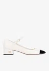 Miu Miu White And Black Goat Leather Pumps In Ivory