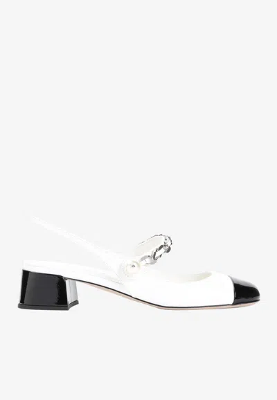 MIU MIU 35 LEATHER SLINGBACK PUMPS