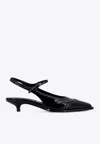 Miu Miu 35 Studded Leather Slingback Pumps In Black