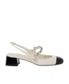 Miu Miu Chain Strap Slingback Cap Toe Pump In Nude