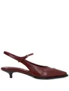 Miu Miu 35 Brogue Slingback Pumps In Brushed Leather In Red