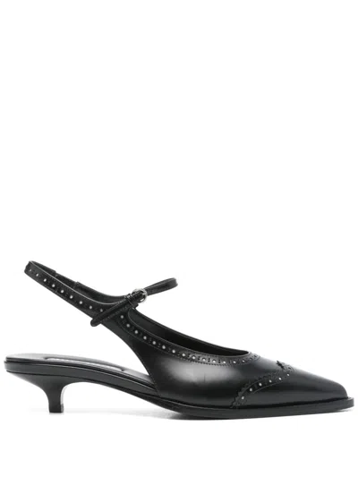 Miu Miu 35mm Slingback Pumps In Nero+avorio