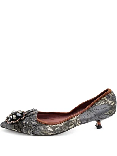 Pre-owned Miu Miu 40mm Floral-motif Pumps