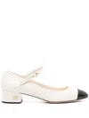 Miu Miu White And Black Goat Leather Pumps In Weiss