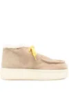 Miu Miu Suede Flatform Boots In Nude