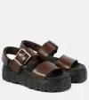 Miu Miu 50 Leather Platform Sandals In Brown