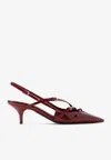 Miu Miu Maroon Slingback Leather Pumps In Purple
