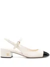Miu Miu Bicolor Mary Jane Slingback Pumps In Cream