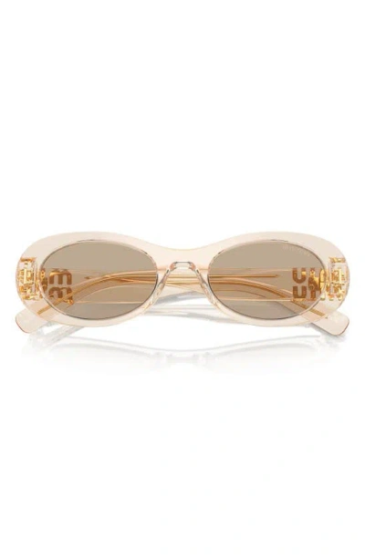 Miu Miu Logo Acetate Oval Sunglasses In Dark Brown