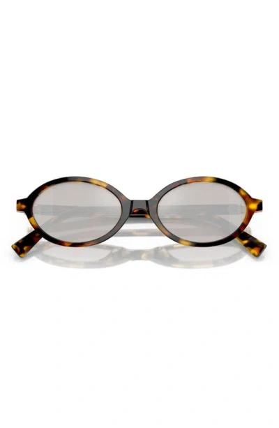Miu Miu 50mm Oval Sunglasses In Grey Mirror