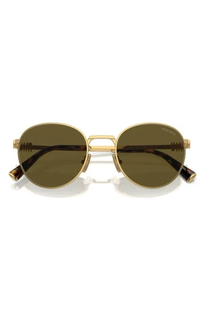 Miu Miu 50mm Round Sunglasses In Dark Brown