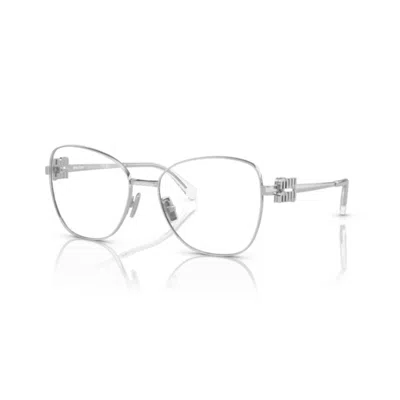 Miu Miu 50xv Vista Thin Metal Cat-eye Eyeglasses In Gray