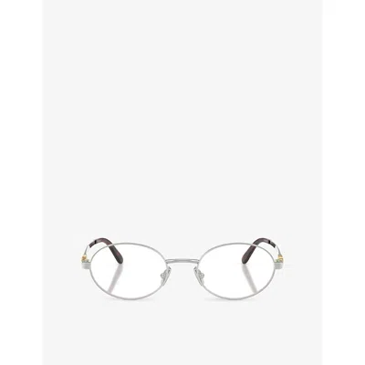 Miu Miu Womens Mu 50zv Round-frame Metal Eyeglasses Silver