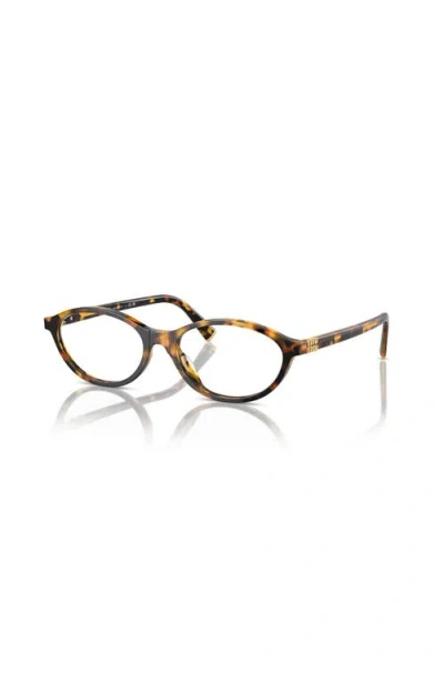 Miu Miu 52mm Oval Optical Glasses In Brown