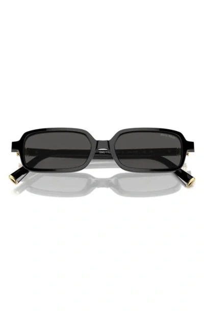 Miu Miu Logo Acetate Rectangle Sunglasses In Black