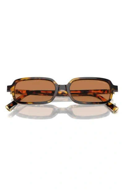 Miu Miu 0mu 11zs Miu Regard Rectangular Honey Havana Sunglasses In Brown