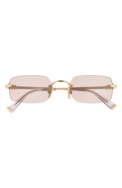 Miu Miu 52mm Rectangular Sunglasses In Gold
