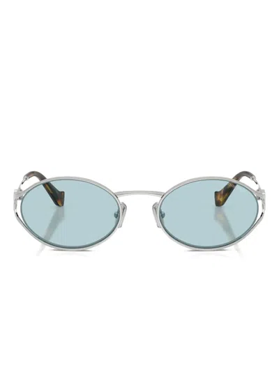 Miu Miu 52ys Sole Oval-frame Sunglasses In Silver