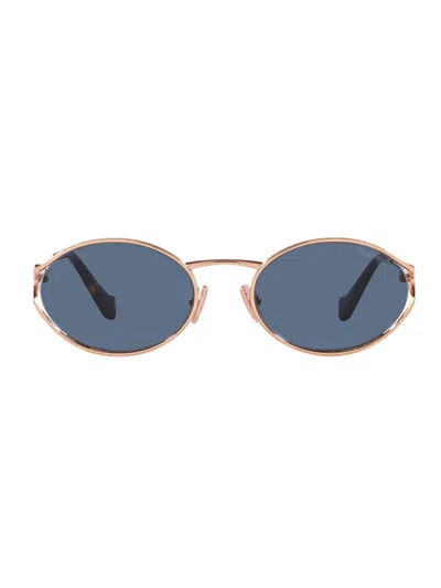 Miu Miu Womens Pink Mu 52ys Round-frame Branded-arm Metal Sunglasses In Dark Blue
