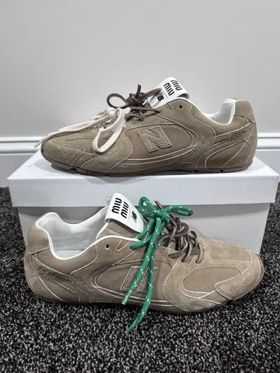 Pre-owned Miu Miu 530 Sl Cinnamon Suede Sneakers In Sand