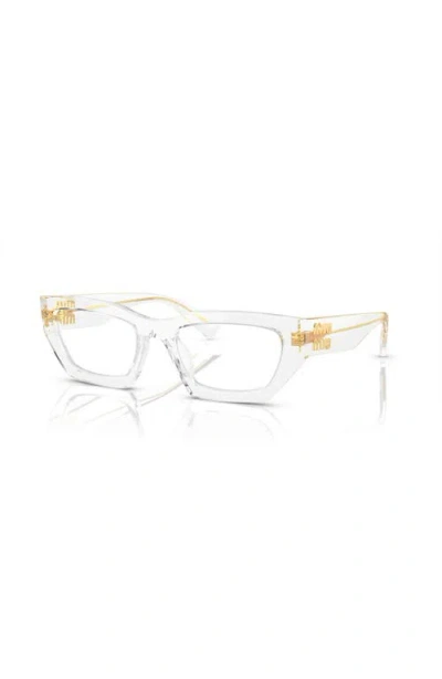 Miu Miu 53mm Irregular Optical Glasses In Transparent