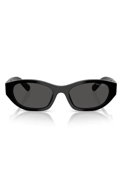 Miu Miu 53mm Irregular Sunglasses In Black
