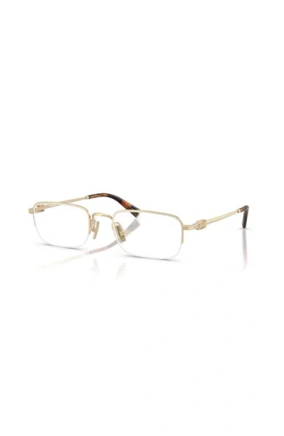 Miu Miu 53mm Rectangle Optical Glasses In Gold