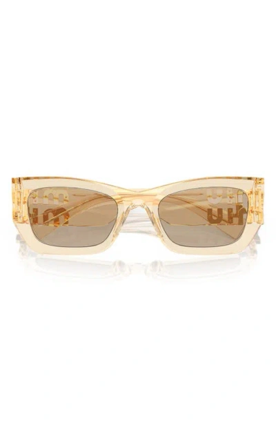 Miu Miu Logo Rectangle Acetate Sunglasses In Light Brown