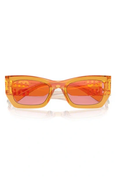 Miu Miu Logo Rectangle Acetate Sunglasses In Orange
