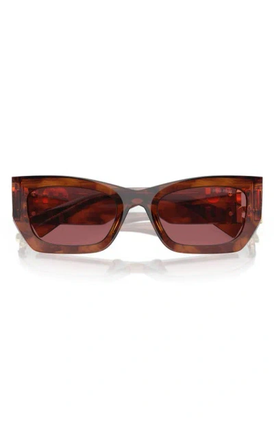 Miu Miu Logo Rectangle Acetate Sunglasses In Violet