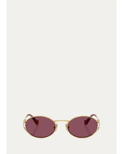 Miu Miu 54mm Oval Sunglasses In Gold