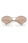 Miu Miu Logo Oval-frame Sunglasses In Gold