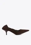 Miu Miu High-heeled Brown Suede Pumps With Gathered Detail